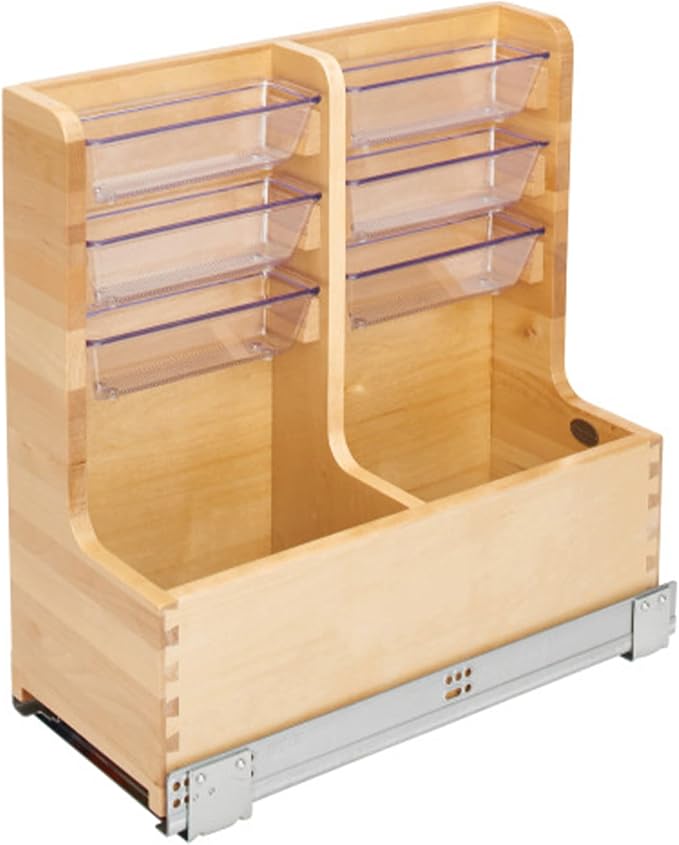 Rev-A-Shelf 24" Wood Vanity Sink Pull Out Organizer Cabinet Storage w/Soft-Close for Kitchen or Bathroom, Maple Wood, 441-12VSBSC-1 by Rev-A-Shelf