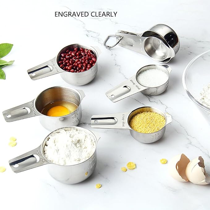 Measuring Cups and Spoons Set Heavy Duty 304 Metal Stainless Steel Measuring Cup Spoon Kitchen Gadgets for Cooking Baking (Set of 17) - Image 4