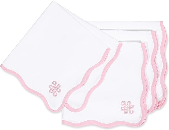 Hofdeco Premium Coastal Cotton Cloth Napkins Set of 4, 20"x20" Washable Dinner for Events, Weddings, Home Use, Blush Pink Embroidered Endless Knot by HofdecoPremium