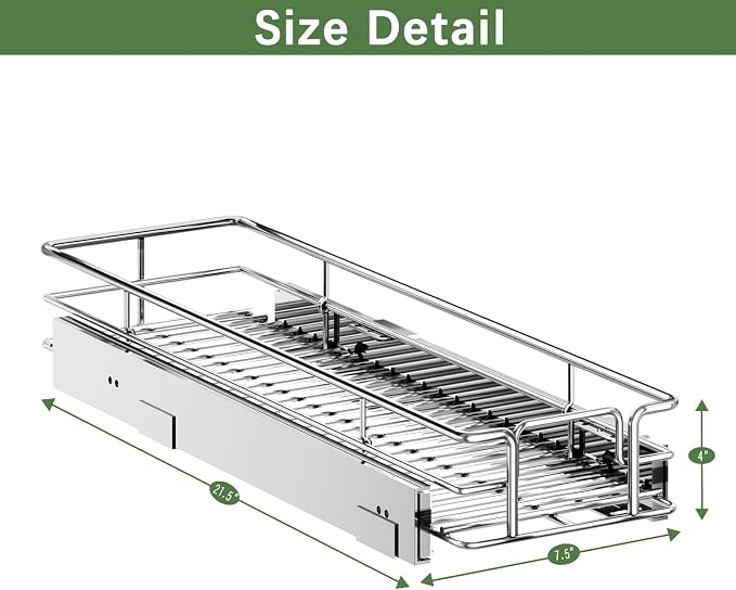 LOVMOR Pull Out Cabinet Organizer 7½" W x 21½" D, Kitchen Cabinet Pull Out Shelves Slide Out Storage - Image 3