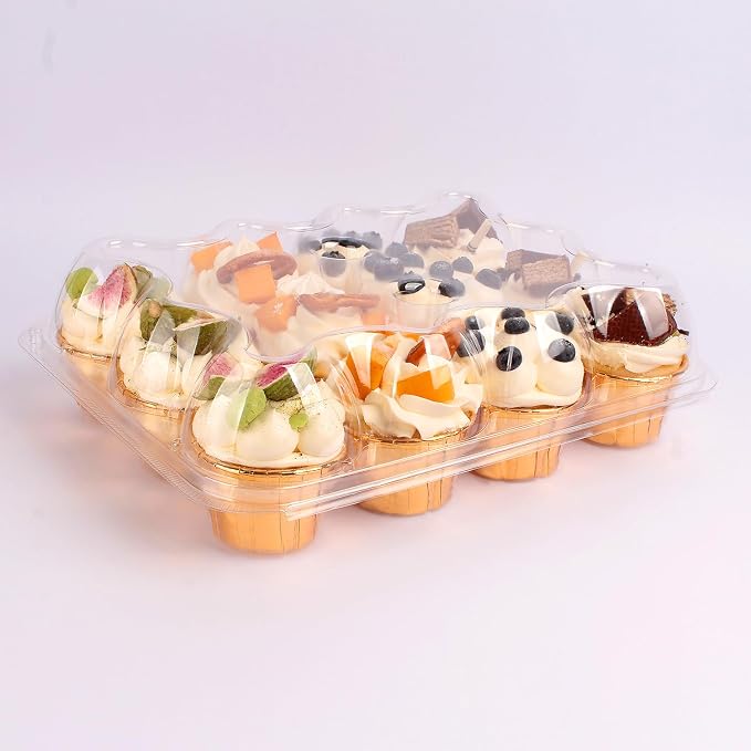 24 Count Cupcake Containers with Tall Dome Lids, 20 Pack Clear Plastic Stackable Cupcake Boxes, Detachable Covers for Frosted Cupcakes, Standard Size Cupcake Carrier for Parties, Bake Sales, Events - Image 3