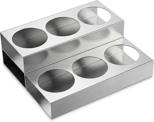 Novabright 2 Tier Coffee Syrup Rack Organizer, Stainless Steel Syrup Bottle Holder for Coffee Bar, 6 Bottle Commercial Rack for Cafe Countertop, Cafe Station Storage Organizer, 10" D x 12" W x 4" H by Unknown