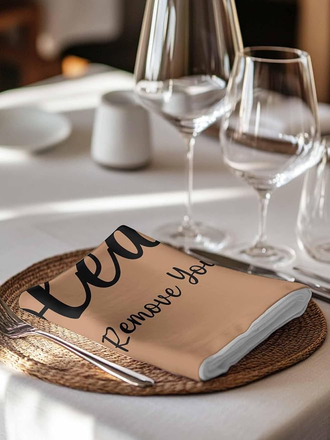 Bworn Black Footprints Cloth Napkins Set of 4 - Washable Dinner Napkins Reusable Table Napkins for Home Party Weeding Dining Table Setting Decoration, Please Move Youe Shoes Oversized 20"x20" - Image 5