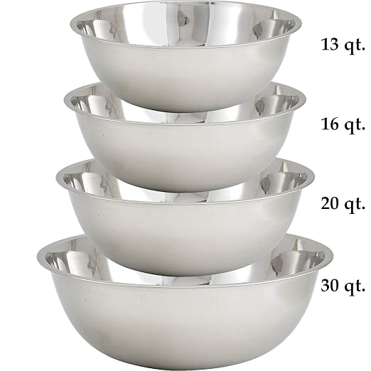 Tiger Chef Large Stainless Steel Standard Weight Mixing Bowls Set, Mirror Finish - Set Includes 13, 16, 20, and 30 Quart. - Image 4
