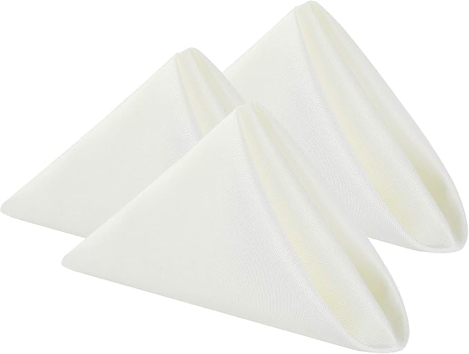 Cloth Napkins 20x20 inch Washable Polyester Dinner Napkins Soft Table Napkins for Wedding Party Dining Banquet(Ivory,12PCS) by Cupuamon