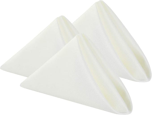 Cloth Napkins 20x20 inch Washable Polyester Dinner Napkins Soft Table Napkins for Wedding Party Dining Banquet(Ivory,12PCS) by Cupuamon