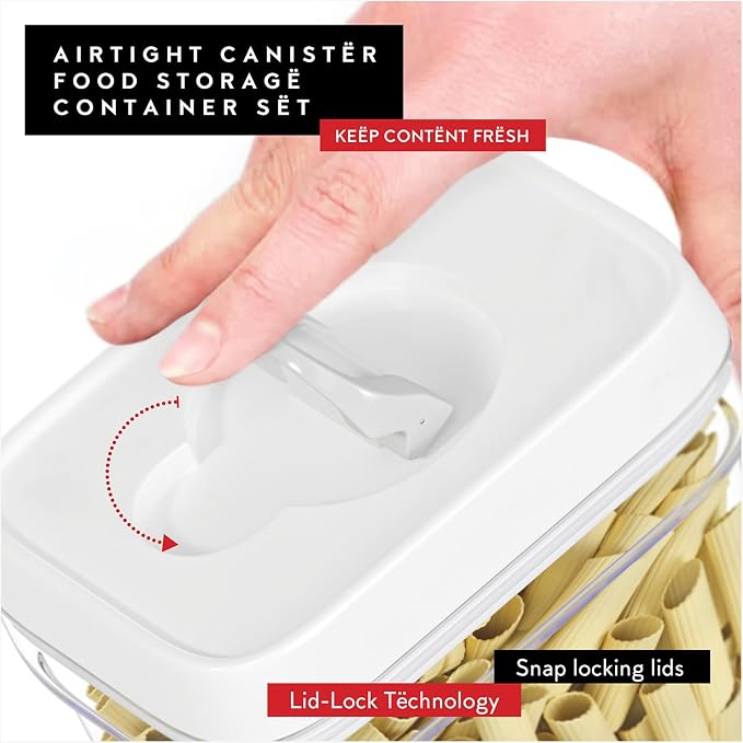 DWËLLZA KITCHEN Airtight Food Storage Containers for Pantry With White Lids 1L - 6 Pack - Clear Plastic Air Tight Kitchen Containers Pantry Organization and Storage BPA-Free Keeps Food Fresh & Dry - Image 4