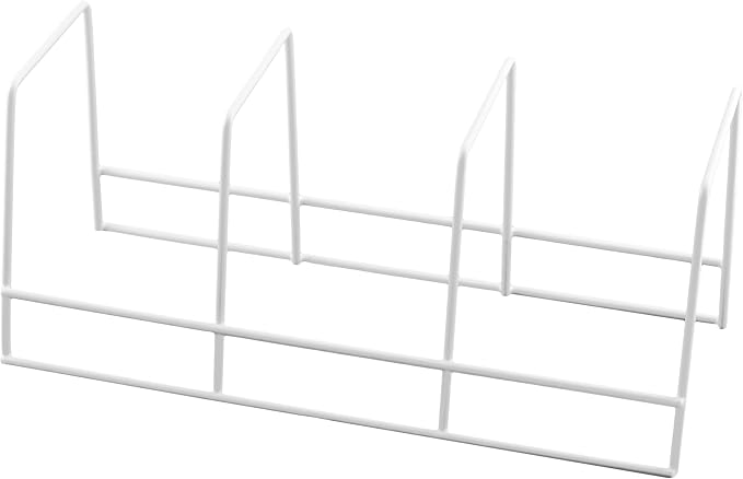 YBM Home Wire Dish Storage Rack for Plates, Cutting Boards, Bakeware, Pots and Pans, Serving Trays, Lids, and Other Cookware, 3 Section Plate Holder for Cabinets and Cupboards, Silver 2552 by YBMHome