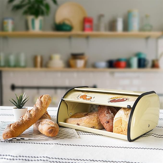 SOTECH Bread Box Metal Bread Storage Container Roll Top Bread Bin for Kitchen Countertop Farmhouse Bread Boxes Bread Keeper Holder Vintage airtight Counter - Image 3