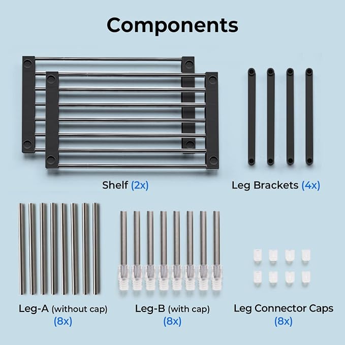 2Pack Expandable Cabinet Organizer 11.8~19.6 x 7.8 x 6~9 - Black | Width & Height-adjustable Kitchen Cabinet Organizer Shelf, Stackable Kitchen Counter Shelf - Image 8