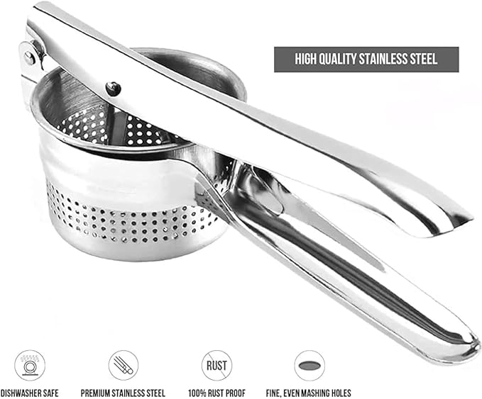 Stainless Steel Potato Masher & Ricer – Heavy-Duty Presser, Crusher & Squeezer – Ideal for Potatoes, Radishes, Vegetables – Ergonomic Handle, Easy to Clean - Image 8