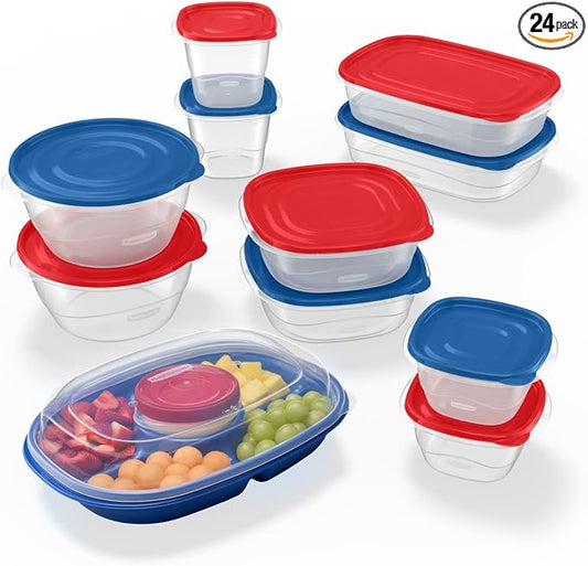 Rubbermaid TakeAlongs Special-Edition Americana 24-Piece Set of Food Storage Containers with Lids, Including Party Platter and Twist & Seal Container, QuikClik Seal, BPA-Free by Unknown