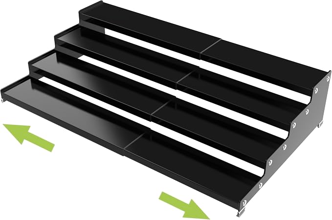 Jojocross Expandable 4-Tier Step Spice Rack Organizer for Kitchen Cabinet Modern Design and Non Skid Space Saving Storage Shelf for Countertop Cabinets Pantry(1Pack/Black) by JOJOCROSSHIGHQUALITYLIFE