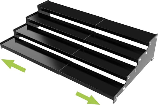 Jojocross Expandable 4-Tier Step Spice Rack Organizer for Kitchen Cabinet Modern Design and Non Skid Space Saving Storage Shelf for Countertop Cabinets Pantry(1Pack/Black) by JOJOCROSSHIGHQUALITYLIFE