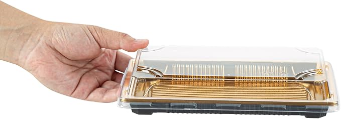 Restaurantware Plastic Sushi Trays 100 Pack of 8.2 x 5.3 x 1.57 Inch With Clear Lids Leak-Resistant Sushi Take Out Boxes Stackable Containers For Grab-And-Go - Image 8
