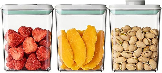Airtight Food Storage with One-Touch Lid, (3 × 1.27 QT / 1.2 L) Stackable Durable PET for Sugar, Grains, Coffee Beans, and Baking Pantry Organization by EQI