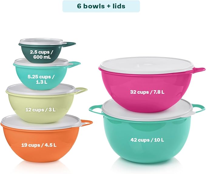 Tupperware Thatsa Bowl Collection 6 Bowl Food Storage Container Set in Fauna, Dishwasher Safe and BPA Free (6 Bowls, 6 lids) - Image 3