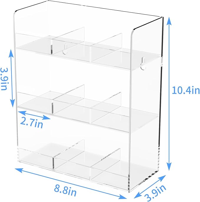 Acrylic Tea Bag Organizer, 3 Layers Tea Bag Holder for Tea Packets, No Assembly Required, Wall Mount Display Tea Caddy for Countertop or Cabinet, 9 Slots, Clear - Image 4