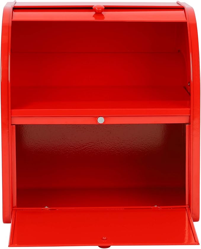 Bread Box, Metal Bread Box for Kitchen Countertop, 2 Layer Roll Top Bread Boxes, Stainless Steel Bread Storage, Kitchen Counter Bread Bin, Airtight Holder for Homemade Bread (Red) - Image 5