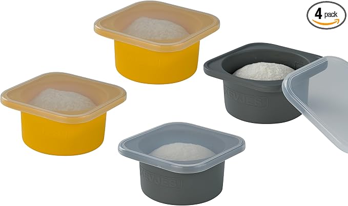 Stackable Silicone Artisan Pizza Dough Proofing Containers with Lids (2 Yellow+2 Space Gray) by kevjes