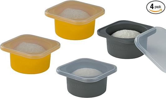 Stackable Silicone Artisan Pizza Dough Proofing Containers with Lids (2 Yellow+2 Space Gray) by kevjes