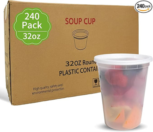EASYTRIP [240 sets] 32oz Deli Containers with Lids，Food Storage Container with airtight lid，Plastic Soup Containers with Lids Meal Prep/BPA Free/Freezer Safe/Dishwasher Safe/Microwave Safe/Stackable by EASYTRIP