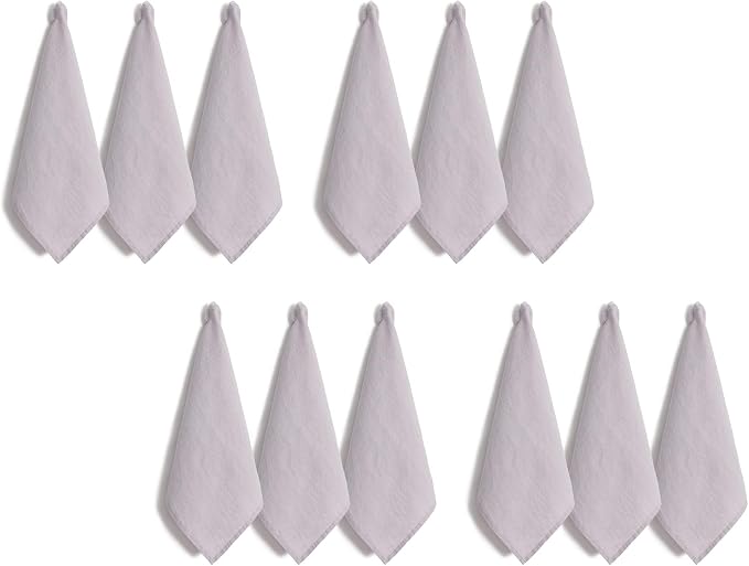 Linen Kitchen Towels Set of 12,100% Linen Decorative Tea/Kitchen Towels 14 x 14 Inch,Stone Washed European Flax Linen Dish Towels,Purple by LLinenWorld