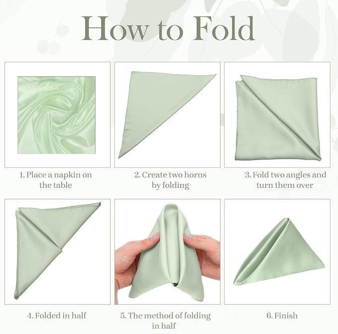 100 Pcs Sage Cloth Napkins, 17 x 17 Inch Square Green Cloth Napkin Washable Reusable Dinner Napkin Soft Smooth Satin Napkins for Christmas, Halloween, Weddings, Banquets, Parties, Restaurant - Image 4