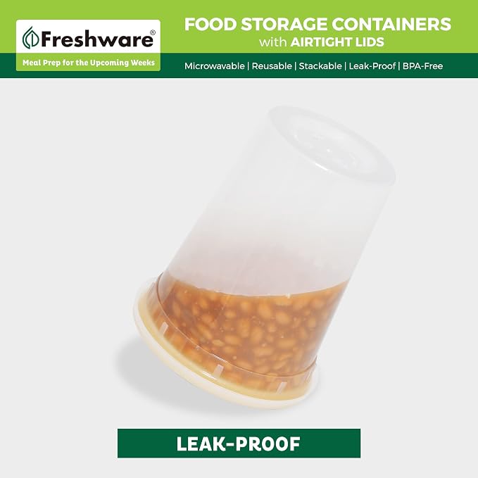 Freshware [60 Count] 8, 16, 32 oz, 20 sets each size Food Storage Containers with Lids,Plastic Deli Containers, Meal Prep Containers, Microwave and Freezer Safe,Stackable, Leakproof, BPA Free, Clear - Image 4