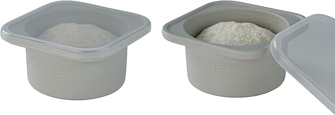 Stackable Silicone Artisan Pizza Dough Proofing Proving Containers with Lids-2/3/4/5 pack-500ml portion (Grey, 2 PACK) by kevjes