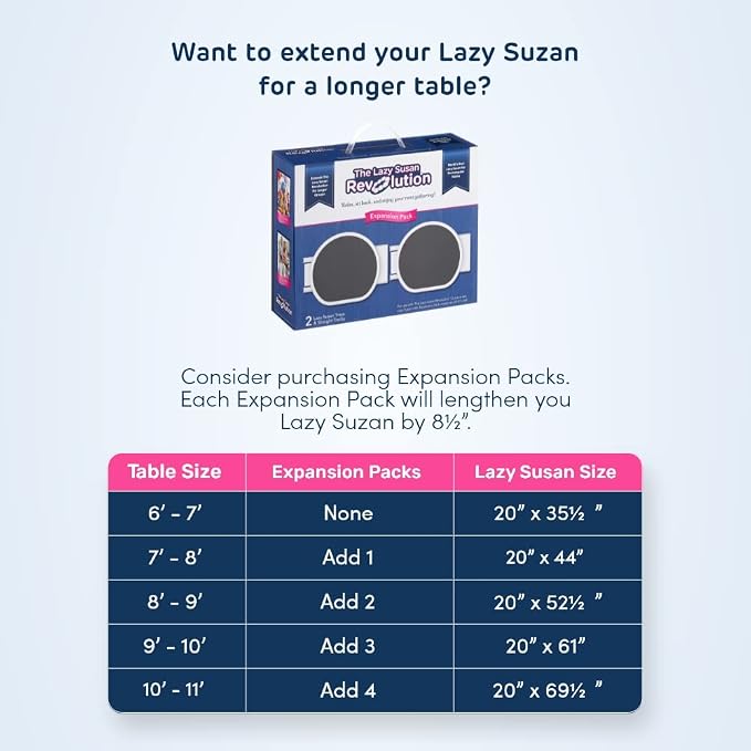 The Lazy Susan Revolution - Full Set - Dark Gray - The First Patented Lazy Susan Turntable Expandable for Rectangular & Oblong Tables - Kitchen & Dining Tables - Great Gift! Parties & Gatherings. - Image 7