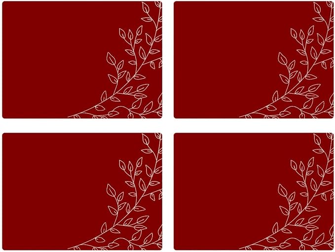 Royalty Art Dark Red Boho Placemats, 4 Pc. Set, Non-Slip Cork Backed, Wipeable Heat Resistant Surface for Kitchen and Dining Table Protection, Cute Floral Pattern for Farmhouse or Rustic Decor | Wipeable heat resistant surface, kitchen and dining table... - Image 6