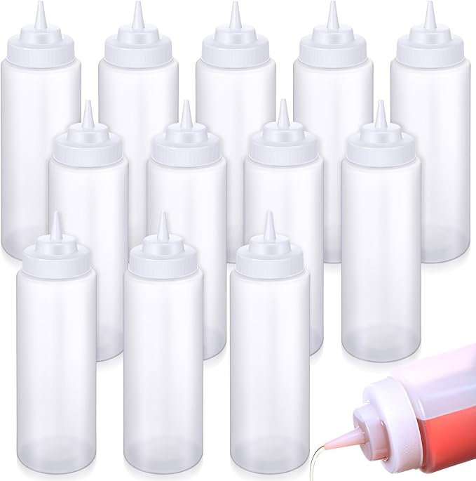 10 Pcs 32 oz Squeeze Bottle Large Plastic Wide Mouth Squeeze Bottles for Condiment Sauces Chocolate Ketchup Mustard BBQ Grill Restaurant (Clear) by Unknown