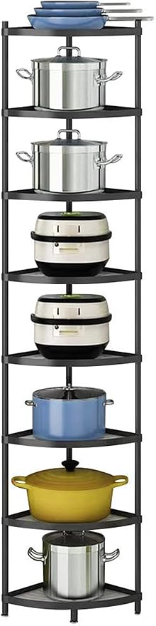 Kitchen Corner Shelf Rack, Multi-layer Pot Rack Storage Organizer Metal Shelves Holder (8 Tier) by ZANIYO