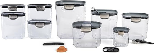 ProKeeper+ Airtight Food Storage Container Set – Clear Plastic Flour and Sugar Canister Set with Magnetic Accessories for Kitchen Organization (Grey, 13-Piece) by Unknown
