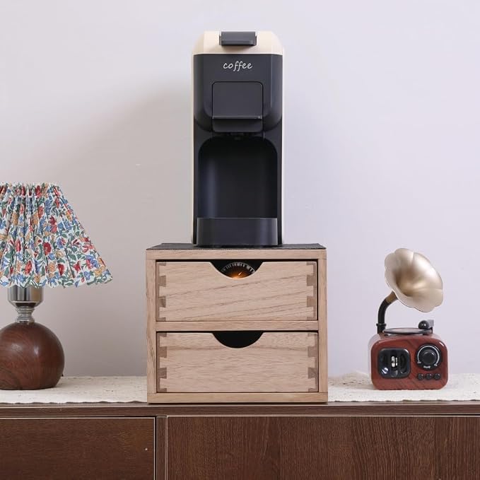 DDYURI Drawer Holder for Coffee Brew - Kitchen Machine Stand Shelf Contertop - Serve Coffee Station and Pod Capsule Storage Organizer for Home Decor Office Storage Solution 2-Tier CF2D2C-Light - Image 5