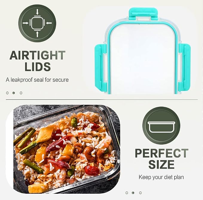 10 Packs 30 oz Glass Meal Prep Containers with Lids, Green | Glass Food Storage Containers, Airtight Lunch Bento Boxes, Microwave, Oven, Freezer and Dishwasher - Image 5