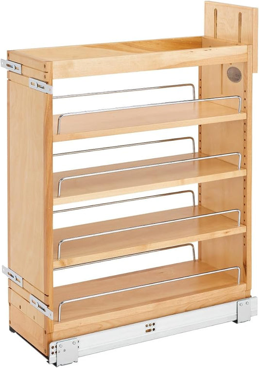 Rev-A-Shelf Maple Pullout Organizer w/Blum Soft-Close for Base Cabinets, Full Extension Slides & Adjustable Shelves, Min Opening Width of 8.5", 448-BCSC-8C by Rev-A-Shelf