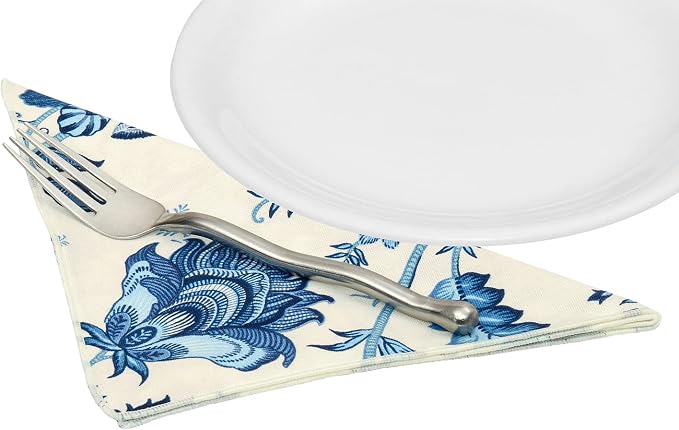 Cloth Napkins for Wedding Reception, Table Decor Linens, Blue Floral Fabric, Use with Tablecloth for Tablescapes, Settings, 18" x 18" Dinner, 100% Cotton, Washable, Soft, Reusable, Set of 12 - Image 5