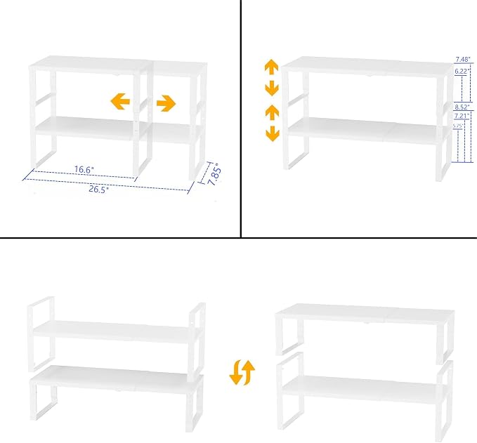 Jojocross Expandable,Stackable Spice Rack,Seasoning Organizer and Storage,Spices Jar Racks for Cabinet,Countertop, Metal Pantry, Cupboard,Laundry Storages,Heavy Duty(1 PACK/MEDIUM/WHITE) - Image 5
