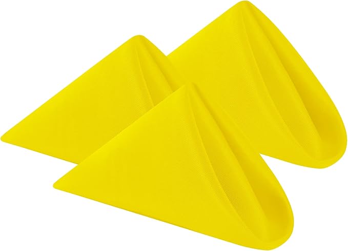 Cloth Napkins 17x17 inch Washable Polyester Dinner Napkins Soft Table Napkins for Wedding Party Dining Banquet(Yellow,25PCS) by Cupuamon