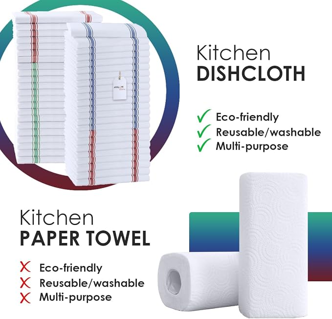 Dish Towels 45 Pack Multi-Stripe 100% Cotton Kitchen Towel 15x25 Inch Tea Towels, Dish Cloths for Washing Dishes, Kitchen Rags for Drying Dishes - Image 2