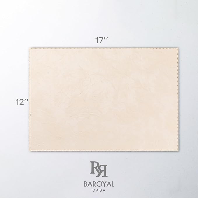 Baroyal Faux Leather Placemats Set of 4 Vinyl Washable Wipeable Table Mats for Kitchen Dining Table Heat Resistant Waterproof Modern Indoor/Outdoor Placemats Non-Slip Easy Clean Place Mats (Nude) - Image 6