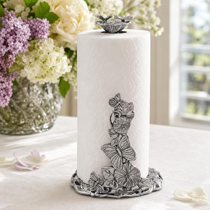 Arthur Court Butterfly Paper Towel Holder - Decorative Aluminum Design for Kitchen Countertop - 13 Inch Tall with Weighted Base - Image 9