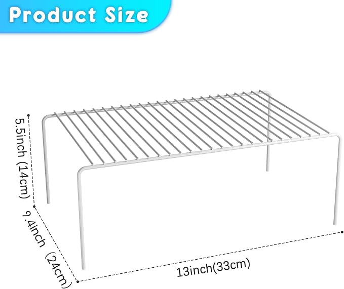 6Pack Cabinet Storage Shelf Spice Rack, 13''L x 9.4''W x 5.5''H, White | Rustproof Metal Wire Kitchen Counter Organizers and Storage, for Cabinet, Plate, Dish, Pantry, Bathroom, Fridge - Image 3