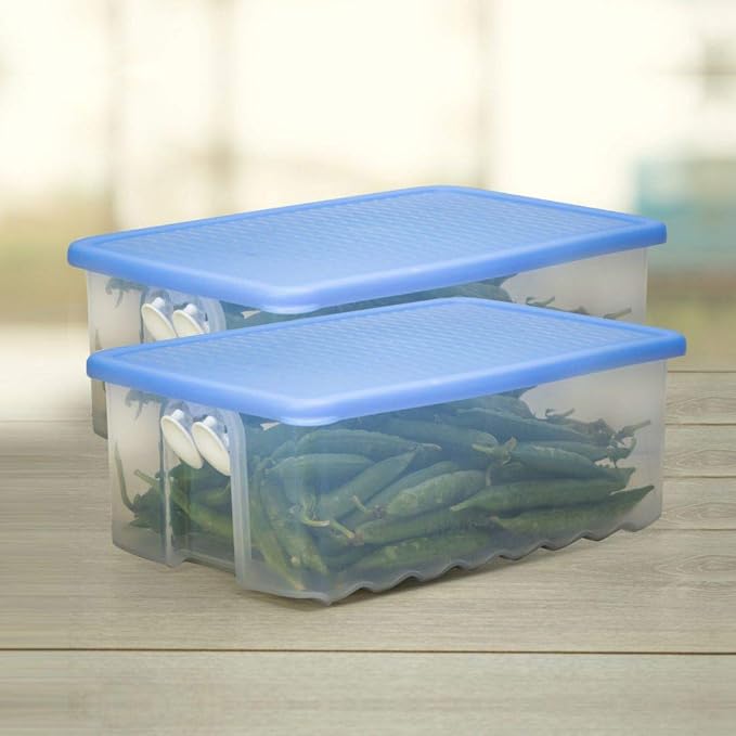 Tupperware Plastic Fruits And Vegetables Storer - 1.6 Litre, 2 Pieces, Blue - Image 2