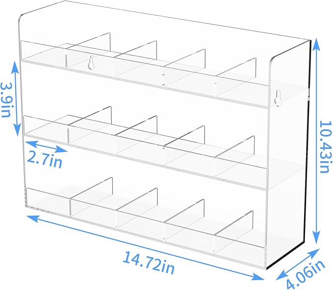 Acrylic Tea Bag Organizer, 3 Layers Tea Bag Holder for Tea Packets, Wall Mount Display Tea Caddy for Countertop or Cabinet, 15 Slots, Clear - Image 4