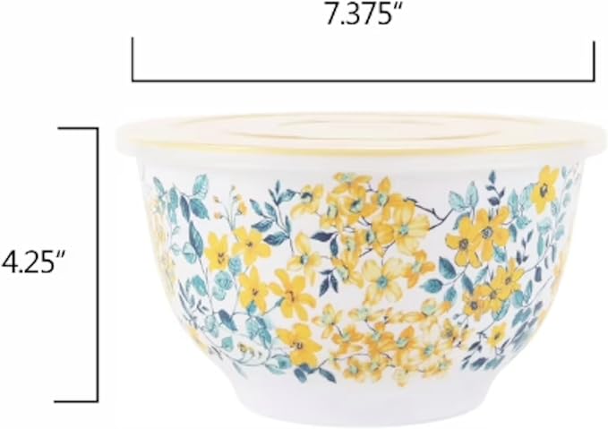 Floral Melamine Mixing Bowl Set, 10 Pieces with Lids Coordinates With Pioneer Woman Kitchen (Fancy Flourish) - Image 5
