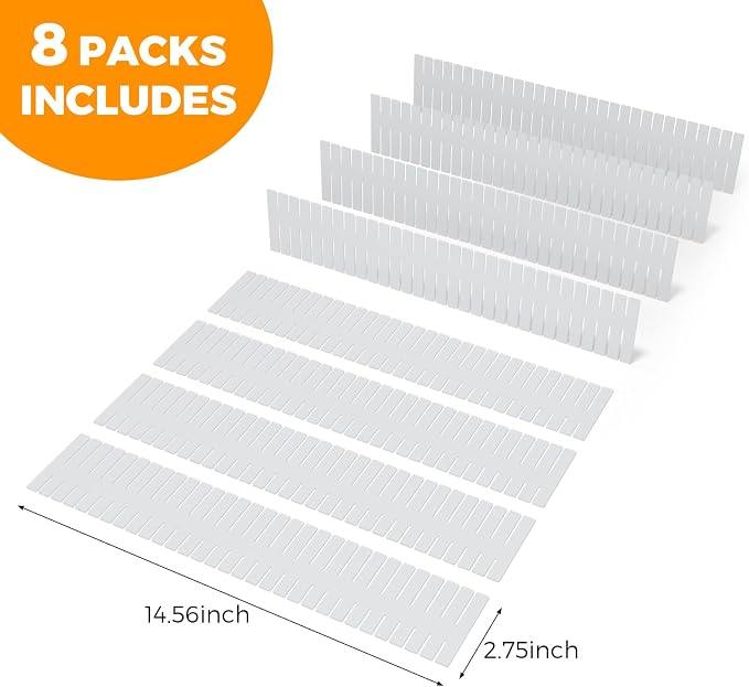ALBAD Plastic Drawer Dividers Adjustable Drawer Organizer Dividers Separator for Tidying Clutter/Cutlery/Underwear/Socks/Clothes/Dresses/Boxes/Bins in Kitchen Bathroom Bedroom Office (8) - Image 2