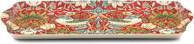 Pimpernel Morris & Co Strawberry Thief Red Collection Sandwich Tray | Serving Platter | Crudité and Appetizer Tray for Indoor and Outdoor use, Made of Melamine, Measures 15.1" x 6.5", Dishwasher Safe - Image 2